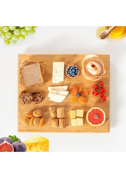 Bambu Peynir Pizza Tahtası Sunum Tahtası 360 Derece Dönen Yuvarlak Lüx Servis 35 x 30 x 1.5 cm modelleri