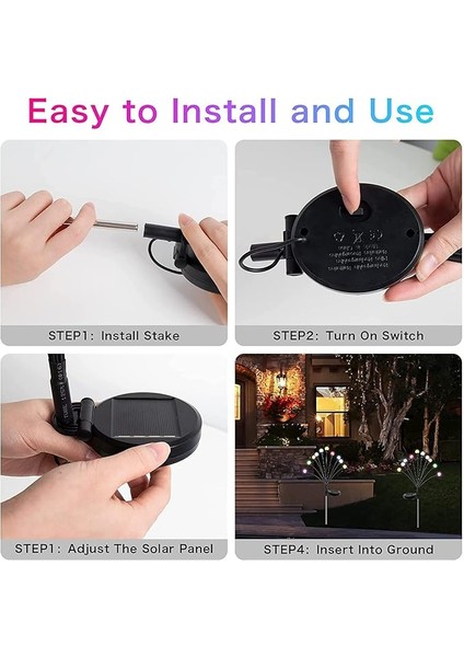 2 Paket 10 Kafalı Güneş Sallanan Ateş Böceği Lambaları Akıllı Işık Kontrolü Dış Mekan Su Geçirmez Toprak Fişi Bahçe Atmosferi Dekorasyonu modelleri