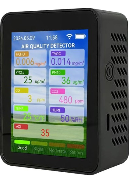 Tuya Wifi Çok Fonksiyonlu Hava Kalitesi Ölçer Ev Hcho Tvoc Karbon Monoksit Co2 Pm2.5 PM10 Test Cihazı Taşınabilir Sıcaklık Nem Dedektörü Alarm Fonksiyonlu 2,8 Inç Tft Ekran