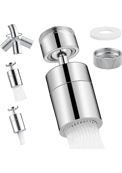 Musluk Başlığı, 360 Derece Musluk Başlığı, Musluk Regülatörü 360° Döndürülebilir, Musluk Su Tasarrufu, Krom M22- M24 Pirinç Musluk Havalandırıcı, Mutfak/banyo Musluğu Için
