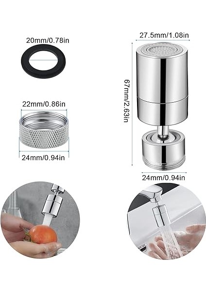 Musluk Başlığı, 360 Derece Musluk Başlığı, Musluk Regülatörü 360° Döndürülebilir, Musluk Su Tasarrufu, Krom M22- M24 Pirinç Musluk Havalandırıcı, Mutfak/banyo Musluğu Için fiyatları