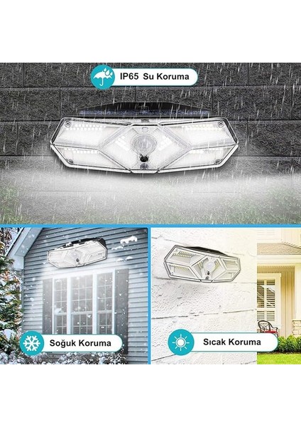 Güneş Enerjili Hareket Sensörlü, 6 Taraflı 104 LED AYDINLATMA/GT-SL13 fırsatları