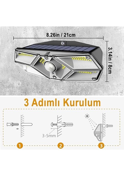Güneş Enerjili Hareket Sensörlü, 6 Taraflı 104 LED AYDINLATMA/GT-SL13 indirimleri
