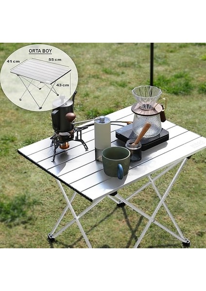 Full Alüminyum Katlanır Kamp Sehpası, Piknik, Bbq, Balıkçılık, Doğa Aktiviteleri, Plaj Için Kolay Taşınabilir Kompakt Outdoor Ultra Hafif Kamp Masası Orta Boy - Gümüş fırsatları