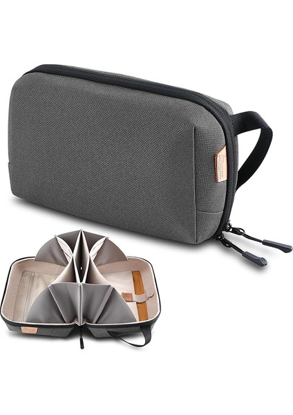 Kablo Çantası, Düzenleyici Çanta, USB Şarj Kablosu, Sd Kartlar, Dizüstü Bilgisayar Saklama Kablosu, Seyahat ve Iş Için Aksesuar Çantası, Gri