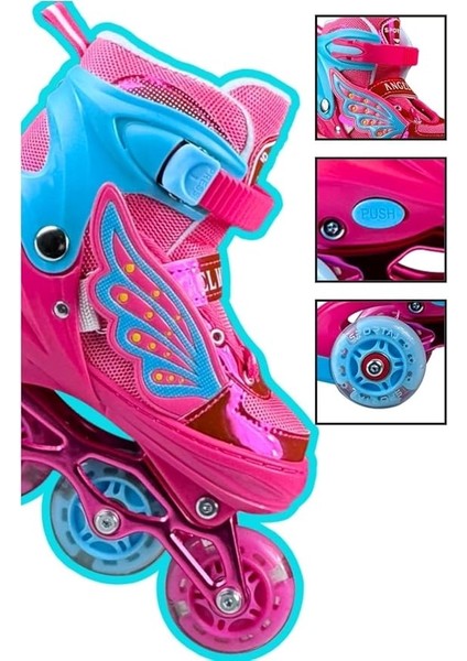 Kanatlı Işıklı Inline Paten Kız Çocuk Pateni Silikon Teker modelleri