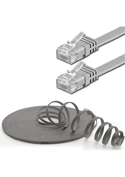 Cat6 Yassı RJ45 Ethernet (Network, Internet) Kablosu (5 Metre, Gri) fırsatları