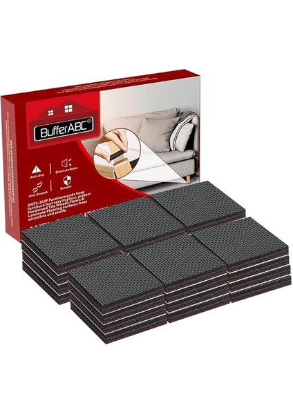 Kaymaz Pedler, 24 Adet 50 mm Mobilya Için Kaymaz Ped, Kare Kauçuk Ayaklar, Kendinden Yapışkanlı, Kalın, Kaymaz Kauçuk Ped, Profesyonel Mobilya Durdurucu, Zemin Koruması ve Çizilme Koruması