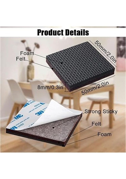 Kaymaz Pedler, 24 Adet 50 mm Mobilya Için Kaymaz Ped, Kare Kauçuk Ayaklar, Kendinden Yapışkanlı, Kalın, Kaymaz Kauçuk Ped, Profesyonel Mobilya Durdurucu, Zemin Koruması ve Çizilme Koruması fiyatları