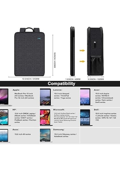 Ince ve Genişletilebilir Dizüstü Bilgisayar Sırt Çantası 15 15.6 16 Inç Kol, Dökülmeye Dayanıklı ve USB Dizüstü Bilgisayar Sırt Çantası Bilgisayar Çantası Için Erkek Kadın, B05K01 fiyatları