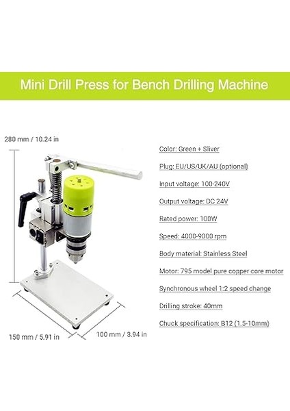 Mini Matkap Pres Tezgahı Elektrikli Tezgah Delme Makinesi Chuck 1.5-10MM 100W Küçük Tezgah Matkap Dıy Saf Alüminyum Küçük Tezgah Matkap Yüksek Hassasiyetli Youmaxe fırsatları