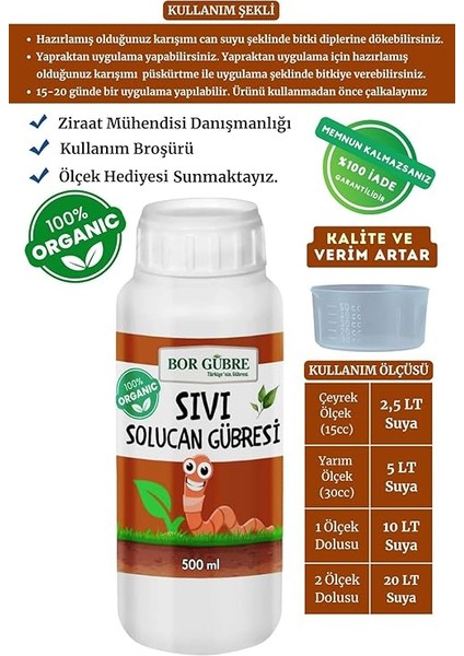 Sıvı Solucan GÜBRESI-500ML-BITIYI Geliştirir- Korur-Ürün Sayısını ve Kalitesini Artırır fiyatları