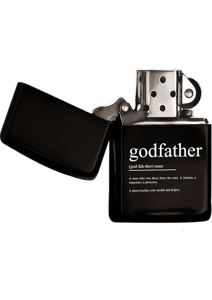 Gift Godfather Tasarımlı Renkli Baskılı Siyah Benzinli Metal Çakmak