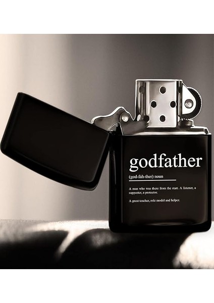 Gift Godfather Tasarımlı Renkli Baskılı Siyah Benzinli Metal Çakmak fiyatları