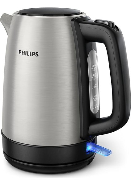 Daily Collection Çelik Kettle 2200 W 1.7 Lt, Işıklı Gösterge, Yaylı Kapak, Hızlı Kaynatma Fonksiyonu, Metal, HD9350/90 modelleri