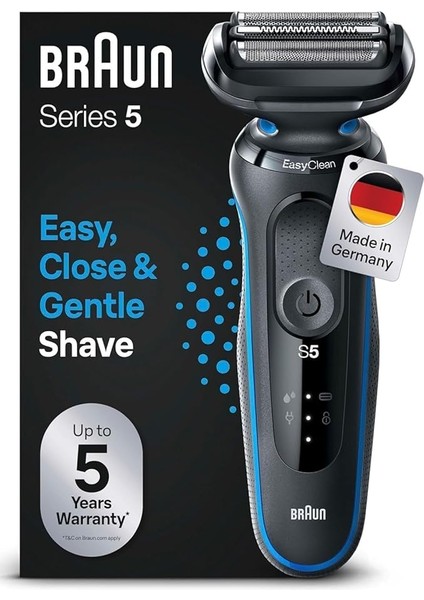 Yeni Seri 5 B1000S Kablosuz Tıraş Makinesi, Autosense, Easyclean, Easyclick, Islak &amp; Kuru