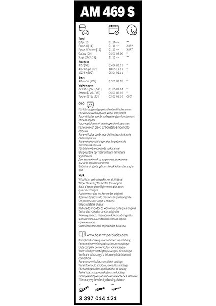 Aerotwin Silecek Seti [700/700 Mm] AM469S 3397014121 modelleri