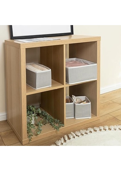 Kapısı 4 Lü Çekmece Düzenleyici Organizer Dekoratif Sepet Hurç (4 Lü Çekmece Çizgili) modelleri