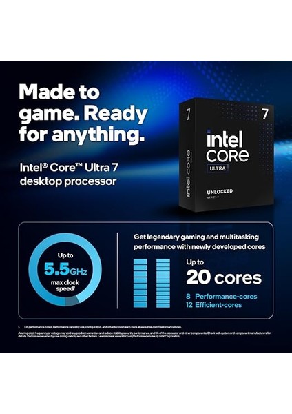 Core™ Ultra 7 265KF 20 Çekirdekli Masaüstü Bilgisayar Işlemcisi (8 P-Cores + 12 E-Core) 5,5 Ghz'e Kadar fiyatları