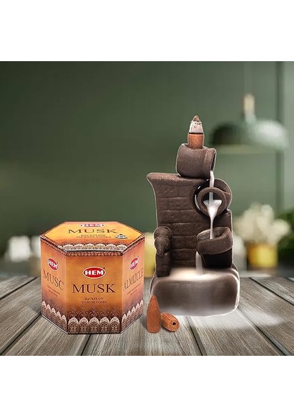 Tütsü Geri Akış Şelale Misk Kokulu 40 Konik Tütsü - Musk Backflow Incense Cones fırsatları