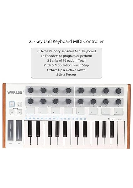 Taşınabilir Mini Profesyonel 25 Tuşlu USB Mıdı Davul Pedi ve Klavye Denetleyicisi modelleri