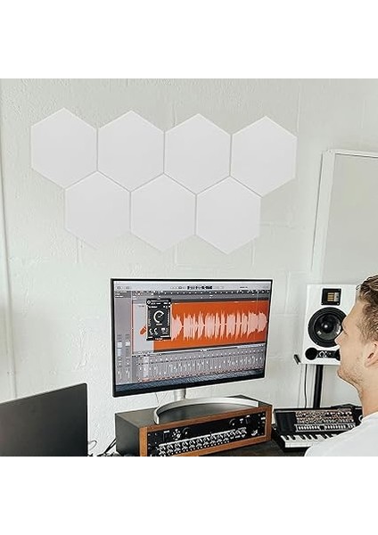 Stüdyo Için 12 Adet Kendinden Yapışkanlı Akustik Panel, Emici Levhalar, Altıgen Geçirmez Duvar Dolgusu, Altıgen Yalıtım Panelleri fırsatları