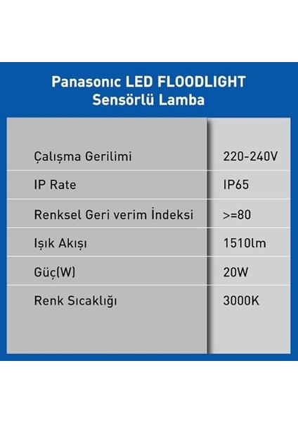 LED Sensörlü Projektör, Sıcak Beyaz Işık 20W 1510LM 3000K fırsatları