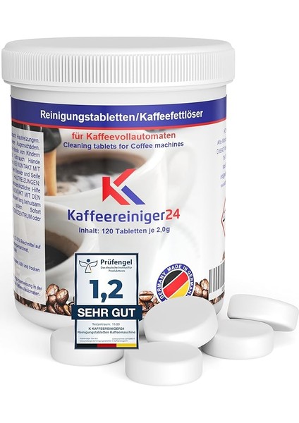 Otomatik Kahve Makineleri ve Kahve Makineleri Için Temizleme Tabletleri 120 x 2 G - Temizleme Tabletleri Test Edilmiştir ve Jura, Siemens, Eq Serisi, Melitta, Nivona, Krups, Bosch, Miele Vb. ile