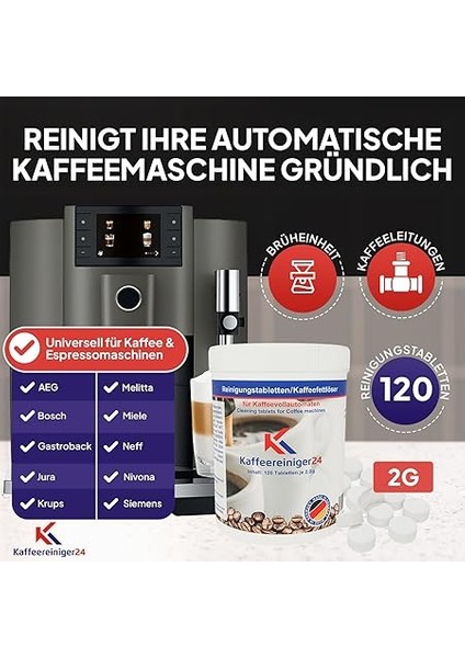 Otomatik Kahve Makineleri ve Kahve Makineleri Için Temizleme Tabletleri 120 x 2 G - Temizleme Tabletleri Test Edilmiştir ve Jura, Siemens, Eq Serisi, Melitta, Nivona, Krups, Bosch, Miele Vb. ile fiyatları