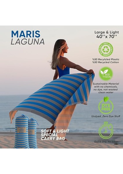Petition Maris Havlu - Taşıma Çantalı, Doğa DOSTU,%100 Geri Dönüştürülümüş, Deniz, Havuz, Pilates, Yoga, Gym, Çok Amaçlı Havlu, Kimyasal Içermeyen, Boyasız, Canlı Renkler (Laguna) indirimleri