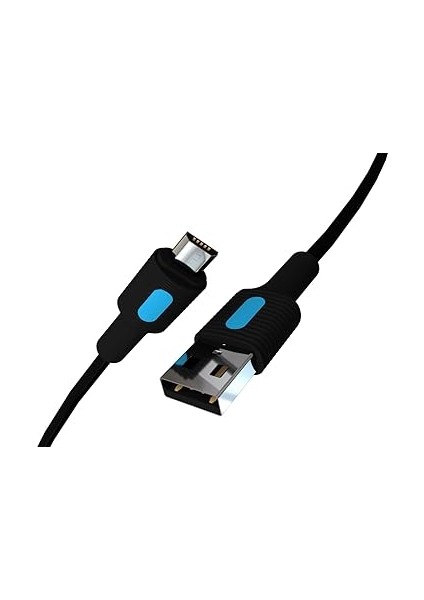 Coral Micro USB Hızlı Şarj Kablosu (Siyah + Mavi/siyah Uç) (120 Cm)