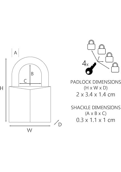 Lock Küçük Asma Kilitler [anahtar] [4'lü Set] [aynı Kilit? End] 9120EURQCOLNOP - Sırt Çantaları, Bavullar, Bilgisayar Çantaları ve Daha Fazlası Için Ideal indirimleri