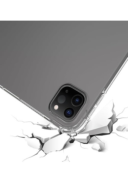iPad Pro 11 Inç M4 Uyumlu Şeffaf Silikon Tablet Kılıfı Koruma Arka Kapak Köşe Korumalı A2836 2024 modelleri