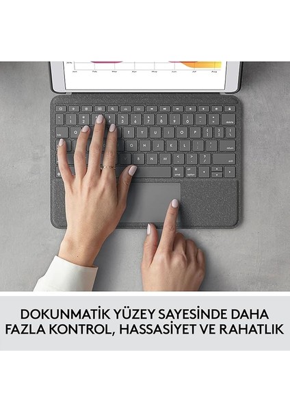 Combo Touch Klavyeli iPad Kılıfı, Ayrılabilir, Trackpad ve Smart Connector Özellikli, Arka Aydınlatma ve Destek Ayaklı Klavye, iPad 10.2 Inç 7. 8. ve 9. Nesil ile Uyumlu, Gri fiyatları