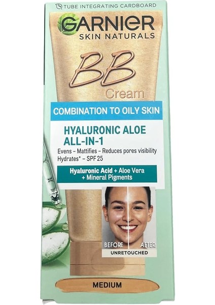 Bb Krem Hyaluronic Aloe Yağlı Karma Ciltler Orta Ton 50 ml