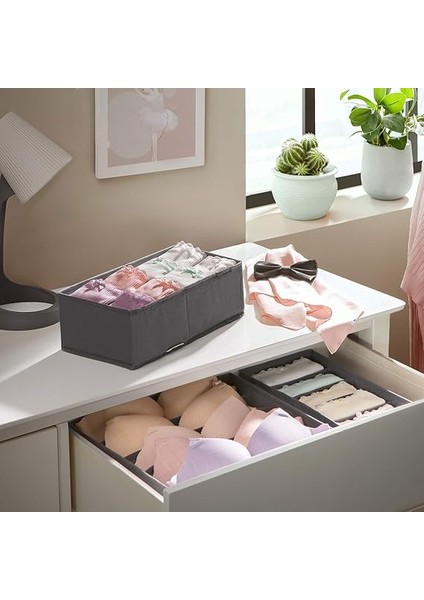 Iç Giyim Saklama Kutuları, Çekmece Organizatörü, Dolap Organizeri, Katlanabilir, Sütyen, Iç Çamaşırı, Çorap, Kravat Için Katlanır Kutu, Kumaş Kutu 4'lü Set Gri, RUS04GY fırsatları