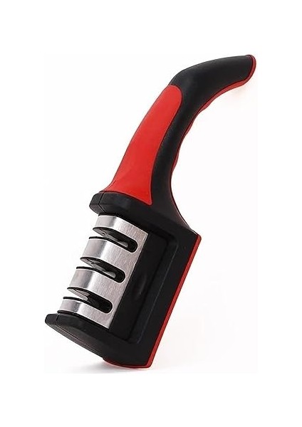 3 Aşamalı Profesyonel Bıçak Bileyici, Ergonomik Tutma Saplı, Siyah-Kırmızı fiyatları