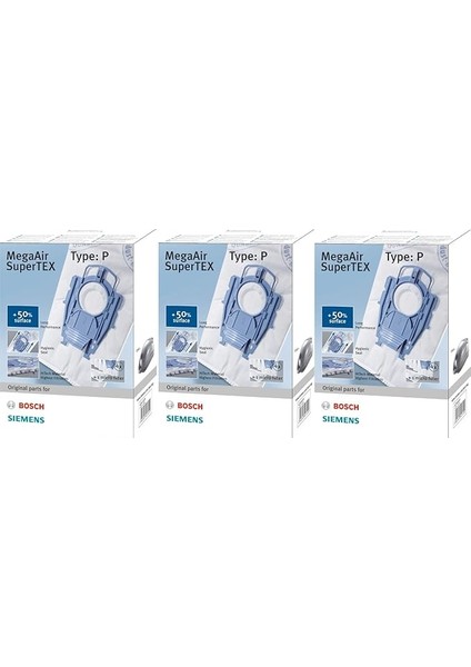 Bosch VZ41AFP 3 x 4 Elektrikli Süpürge Torbası Supertex Tip P Megaair BBZ41FP Yeni