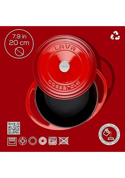 Metal Heritage Serisi - Döküm Tencere, Yuvarlak, 20 Cm, Kırmızı modelleri