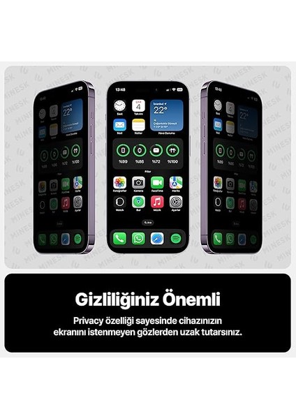 iphone 16 Pro Max Için Privacy Hayalet Gizlilik Filtreli Kolay Kurulum Ekran Koruyucu Toz Bırakmayan ve Kendiliğinden Yapışan Hizalama Kitli Temperli Cam (16 Pro Max) modelleri