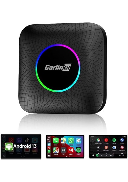 2023 Yükseltilmiş Android 13 Aıbox LED Kablosuz Carplay ve Android Otomatik Adaptör/qualcomm Sm 218,8GB+128GB, Destek Youtube/netflix/disney+/ota Güncellemesi