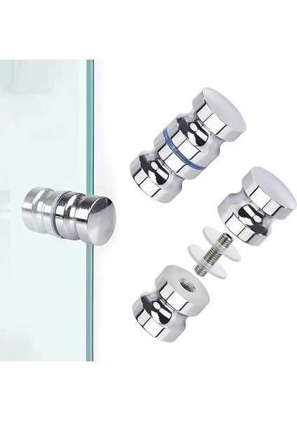 Çift Duş Kapısı Düğmeleri, Alüminyum Alaşımlı Duş Kapı Kolu, Yuvarlak Sürgülü Kapı Kolu Duş Camı Kulpları Duş Kutusu Için Yedek Parçalar