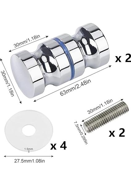 Çift Duş Kapısı Düğmeleri, Alüminyum Alaşımlı Duş Kapı Kolu, Yuvarlak Sürgülü Kapı Kolu Duş Camı Kulpları Duş Kutusu Için Yedek Parçalar fiyatları