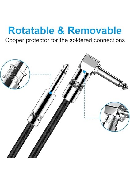 Bee Enstrüman Kablosu Elektrikli Enstrüman Kablosu Bas Amp Kablosu 1/4 Elektro Gitar, Bas Gitar, Klavye, Elektrikli Mandolin, Pro Audio (3 M/10 Ft, Açılı Fiş) indirimleri