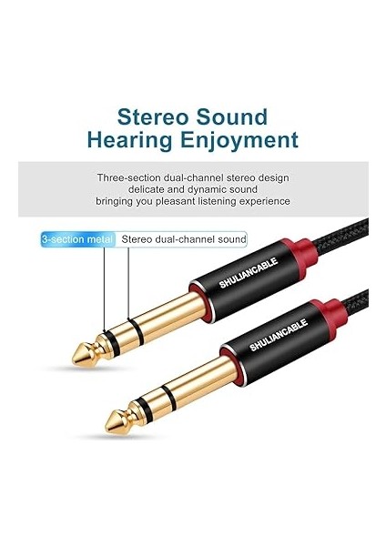 6,35 mm Gitar Ses Kablosu, Naylon Örgülü 6,35 mm - 6,35 mm Jak Ses Kablosu, Elektro Gitar, Elektronik Piyano, Bas Amplifikatörü, Tuş Amplifikatörü Vb. Için (3m) fiyatları