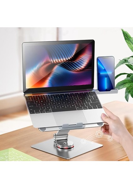 Kaliteli Metal Taşınabilir Katlanabilir Laptop Notebook Macbook ile Uyumlu Bilgisayar Standı 360 Derece Dönebilir Yükseklik Ayarlı
