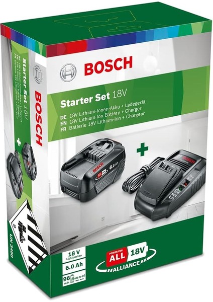Home And Garden 18 V Başlangıç Seti, Siyah, Pba 18 V 6.0 Ah W-C Batarya ve AL1830 Cv Şarj Cihazı, Sistem Aksesuarları