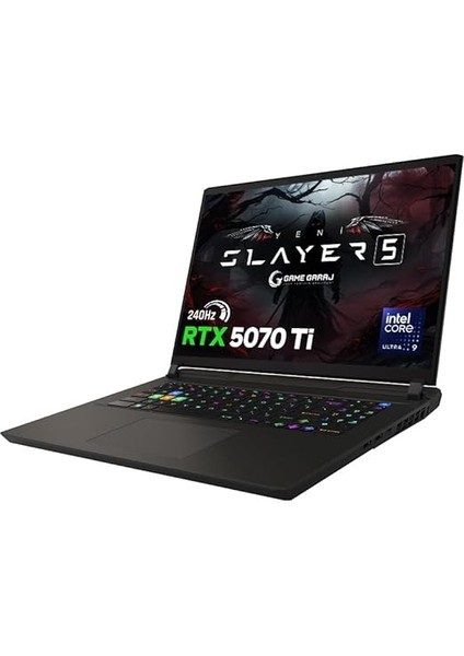 Garaj Slayer5 9XL-5070TI C1 Intel Ultra 9 275HX 32GB Ram 1tb SSD RTX5070TI 17" 240Hz Qhd+ Freedos Gaming Laptop modelleri