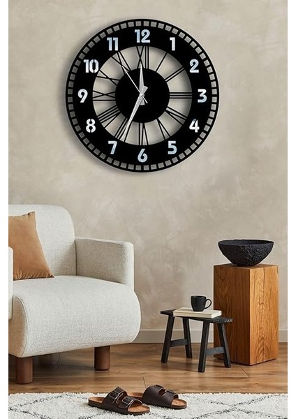 Modern Dekoratif Gümüş Aynalı Duvar Saati Vazo Desenli Tablo Seti - 48CM Yuvarlak Ahşap Pilli Saat Gümüş 48 x 48 indirimleri