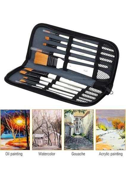 10 Adet Sanatçı Boya Fırçası Seti Sentetik Fırça Suluboya Yağlı Boya Akrilik Fırça Fermuarlı Kılıflı indirimleri